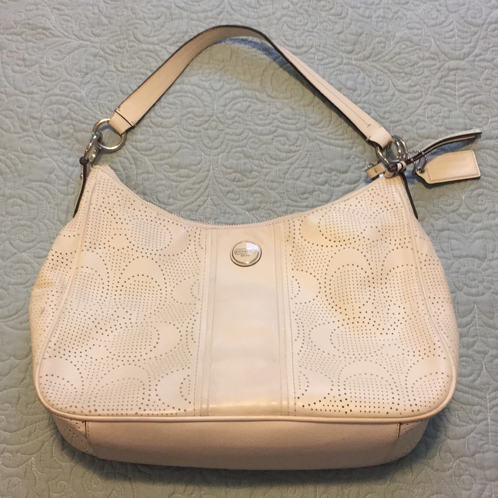 Perforated Coach Shoulder zip bag